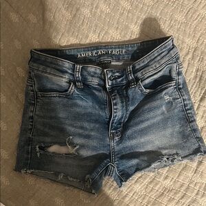 American Eagle Blue Ripped Jean Shorts